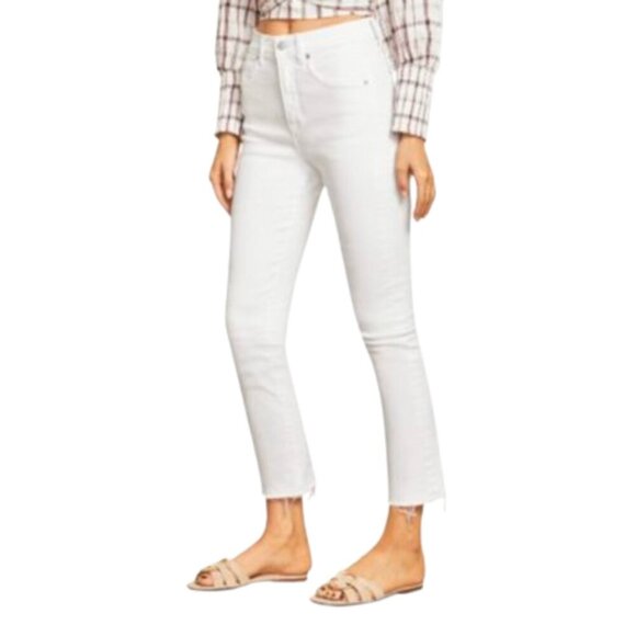 Veronica Beard Denim - Veronica Beard Carly Kick Flare Jeans Denim Womens 27 White Raw Hem High Rise